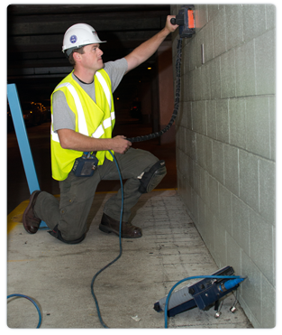 Concrete scanning before wall sawing